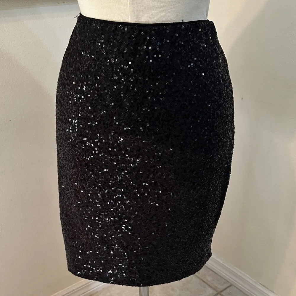 Cache’ Elegant Black Shimmer Sequin Skirt Size Small